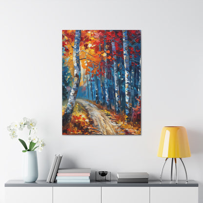 road through autumn forest - Leonid Afremov Style Digital Print Canvas Gallery Wraps