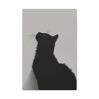 Black Cat Looking Up Digital Illustration Canvas Gallery Wraps