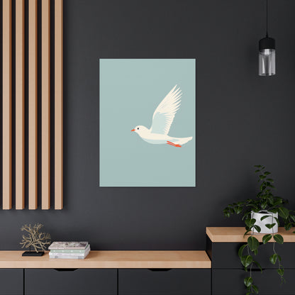 White Dove Flying Digital Illustration Canvas Gallery Wraps