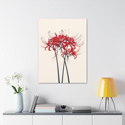 Red Spider Lily Flower Digital Illustration Canvas Gallery Wraps