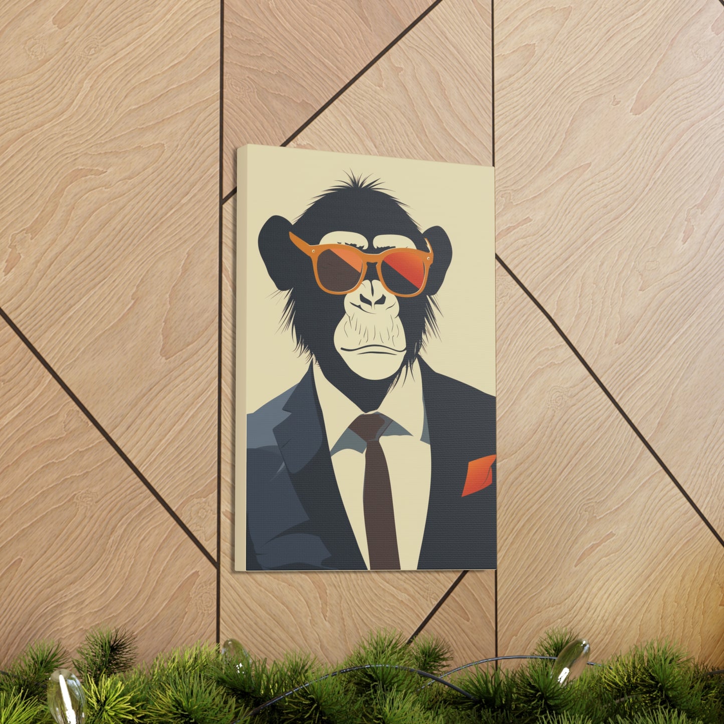 Ape Wearing Suite and Sunglasses Digital Illustration Canvas Gallery Wraps