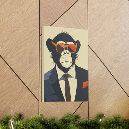 Ape Wearing Suite and Sunglasses Digital Illustration Canvas Gallery Wraps