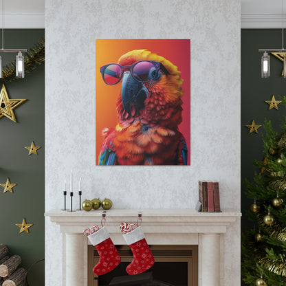 Parrot Wearing Sunglasses - Illustration Canvas Gallery Wraps