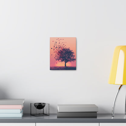 Tree in a Golden Sunset Digital Illustration Canvas Gallery Wraps