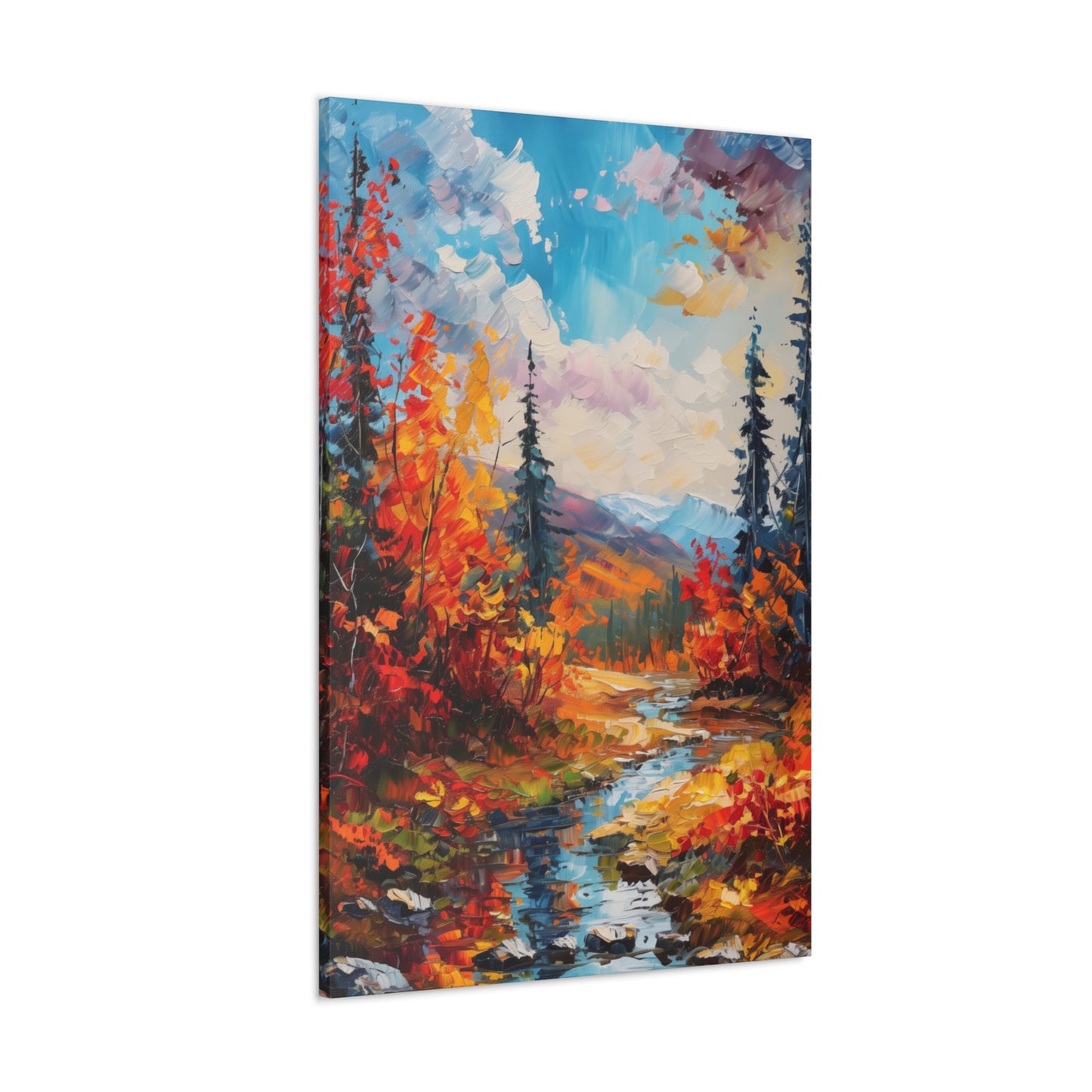 A River flows through autumn forest - Leonid Afremov Style Digital Print Canvas Gallery Wraps