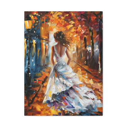 bride walking in street - Leonid Afremov Style Digital Print Canvas Gallery Wraps