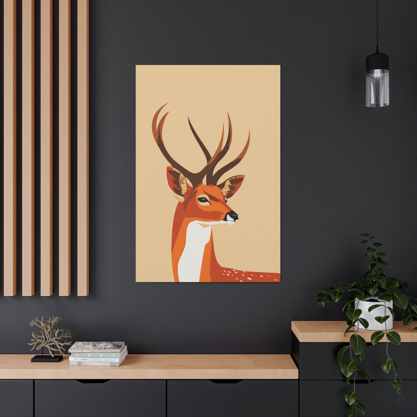 Deer with Antlers Digital Illustration Canvas Gallery Wraps