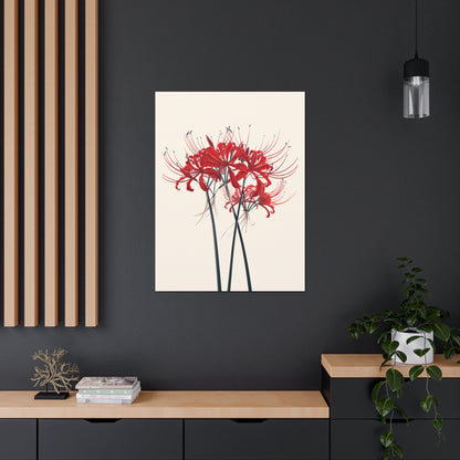 Red Spider Lily Flower Digital Illustration Canvas Gallery Wraps