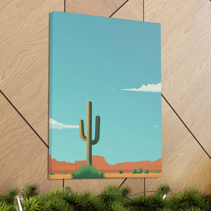 Saguaro Cactus in Desert - Illustration Canvas Gallery Wraps