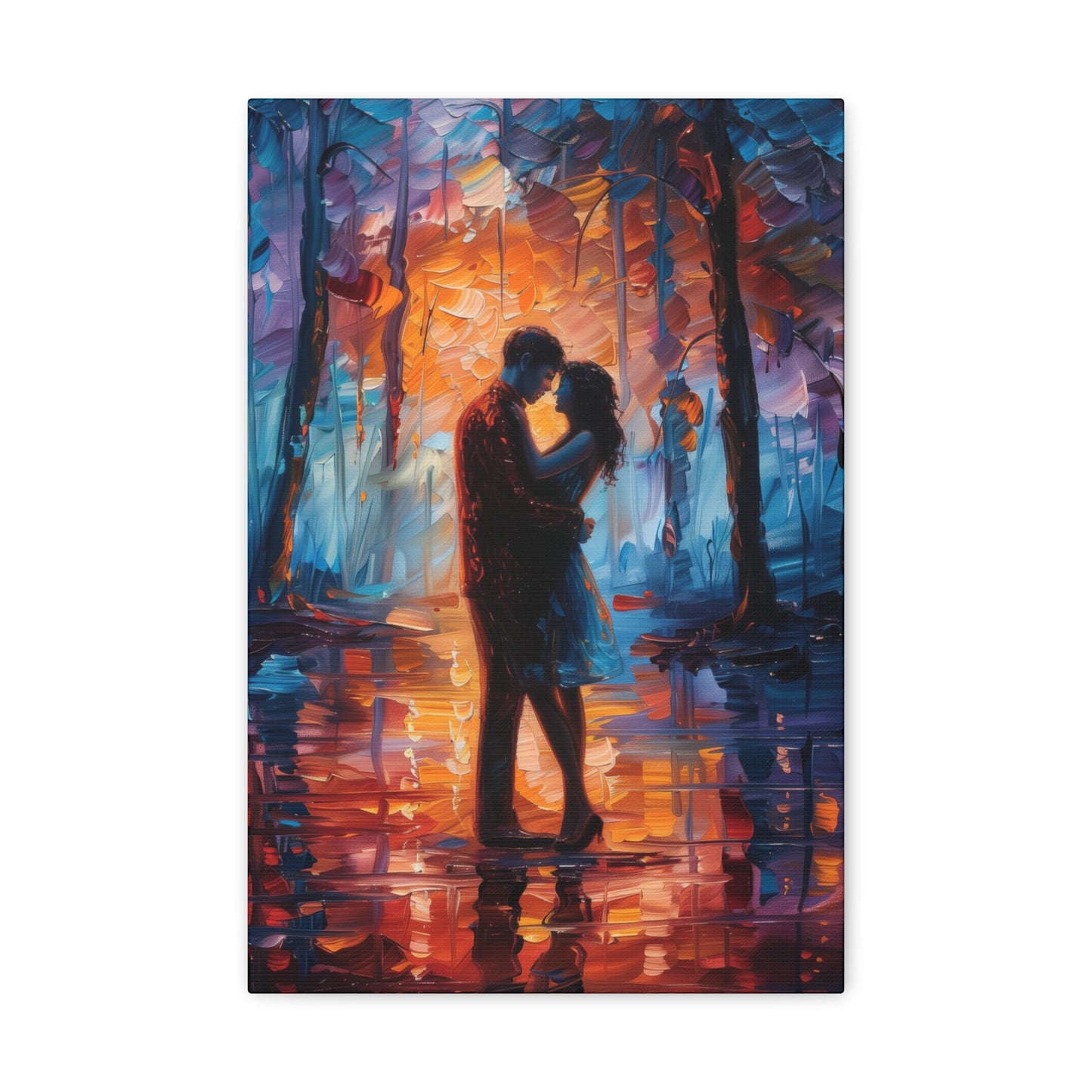 Couple - Leonid Afremov Style Digital Oil Painting Canvas Gallery Wraps