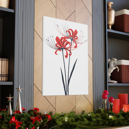 Red Spider Lily Flower Digital Illustration Canvas Gallery Wraps