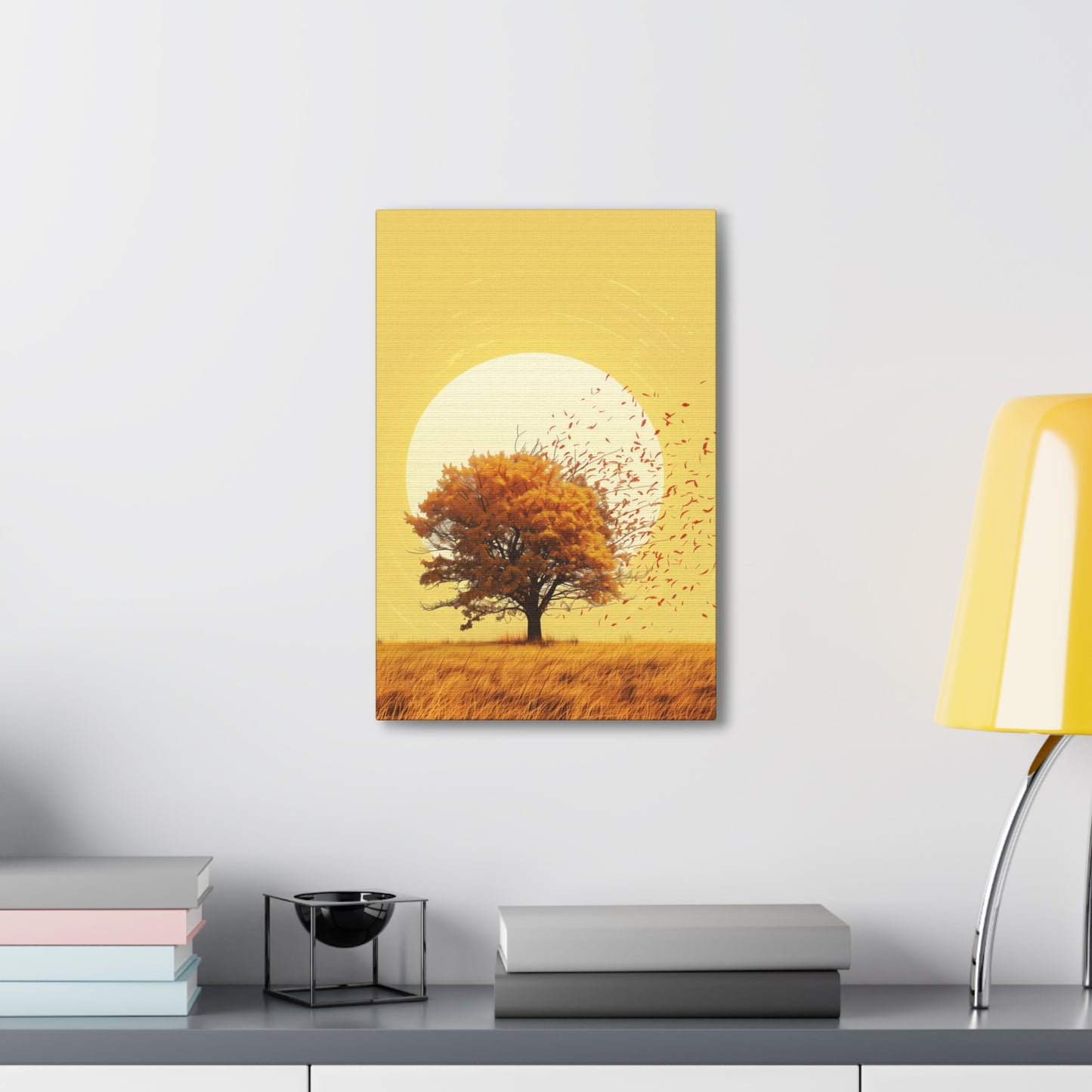 Tree in a Golden Sunset Digital Illustration Canvas Gallery Wraps