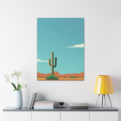 Saguaro Cactus in Desert - Illustration Canvas Gallery Wraps