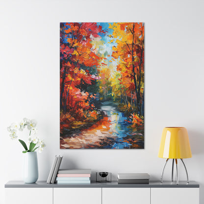 Road Through Autumn Flower Forest - Leonid Afremov Oil Painting Canvas Gallery Wraps