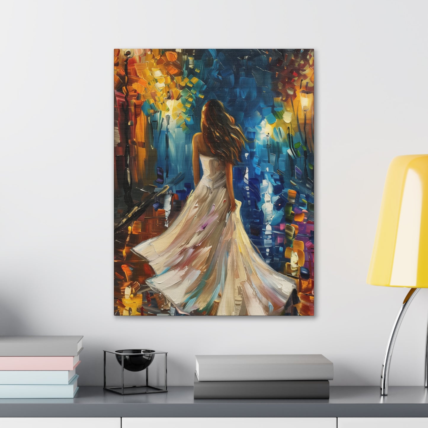 bride walking in the streets - Leonid Afremov Style Digital Print Canvas Gallery Wraps