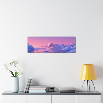 Snowy Mountain Evening - Digital Landscape Illustration Panorama Canvas Gallery Wraps