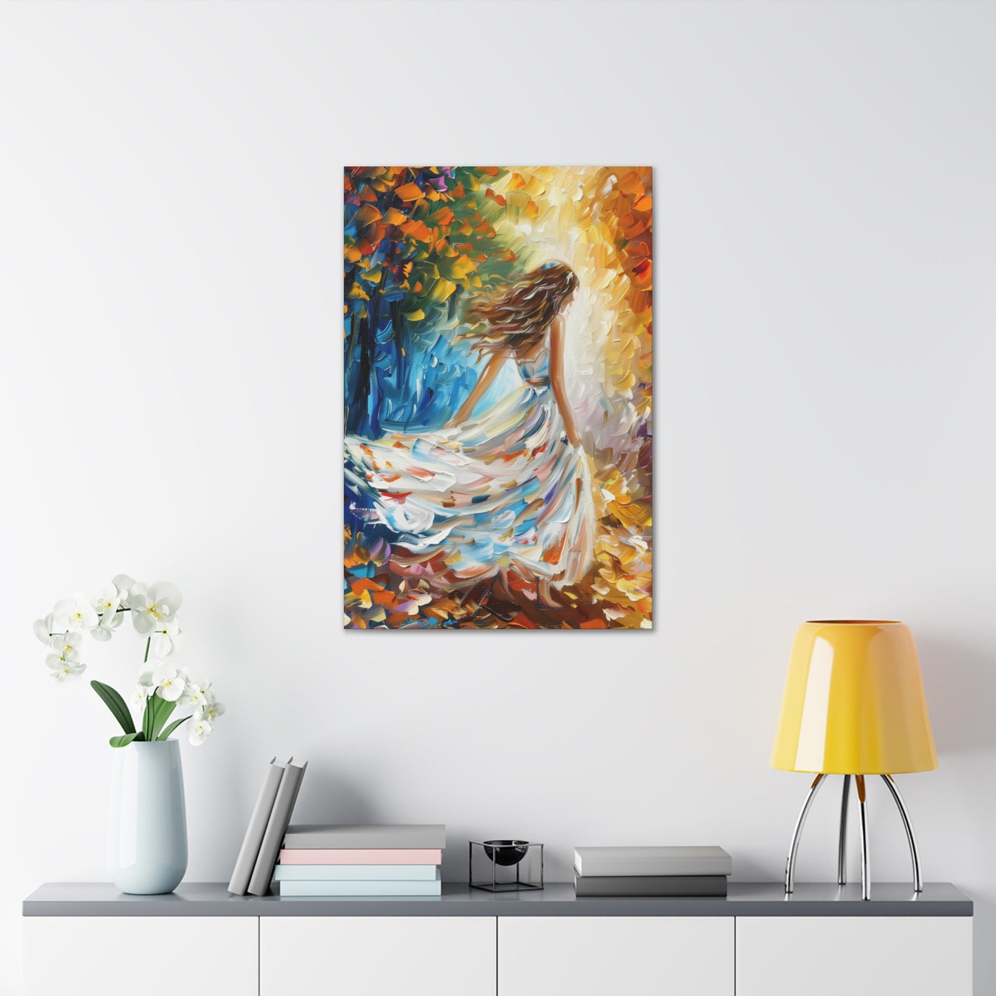 bride walking in street - Leonid Afremov Style Digital Print Canvas Gallery Wraps