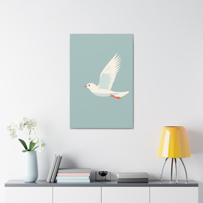 White Dove Flying Digital Illustration Canvas Gallery Wraps