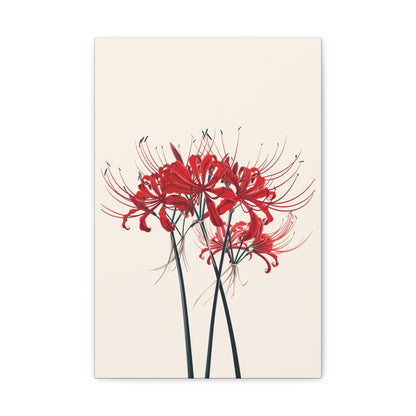 Red Spider Lily Flower Digital Illustration Canvas Gallery Wraps