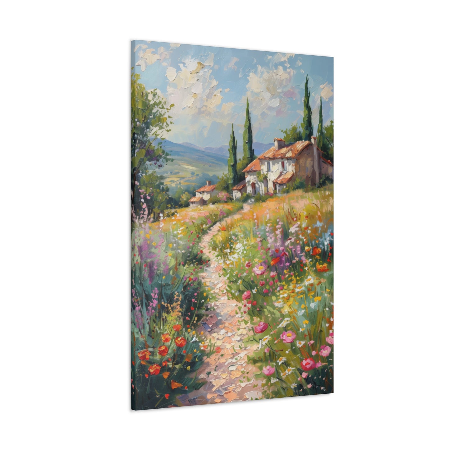 countryside house with garden in medieval times Digital Oil Painting Print Canvas Gallery Wraps