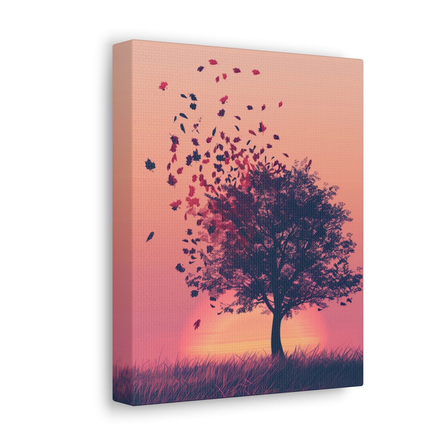 Tree in a Golden Sunset Digital Illustration Canvas Gallery Wraps