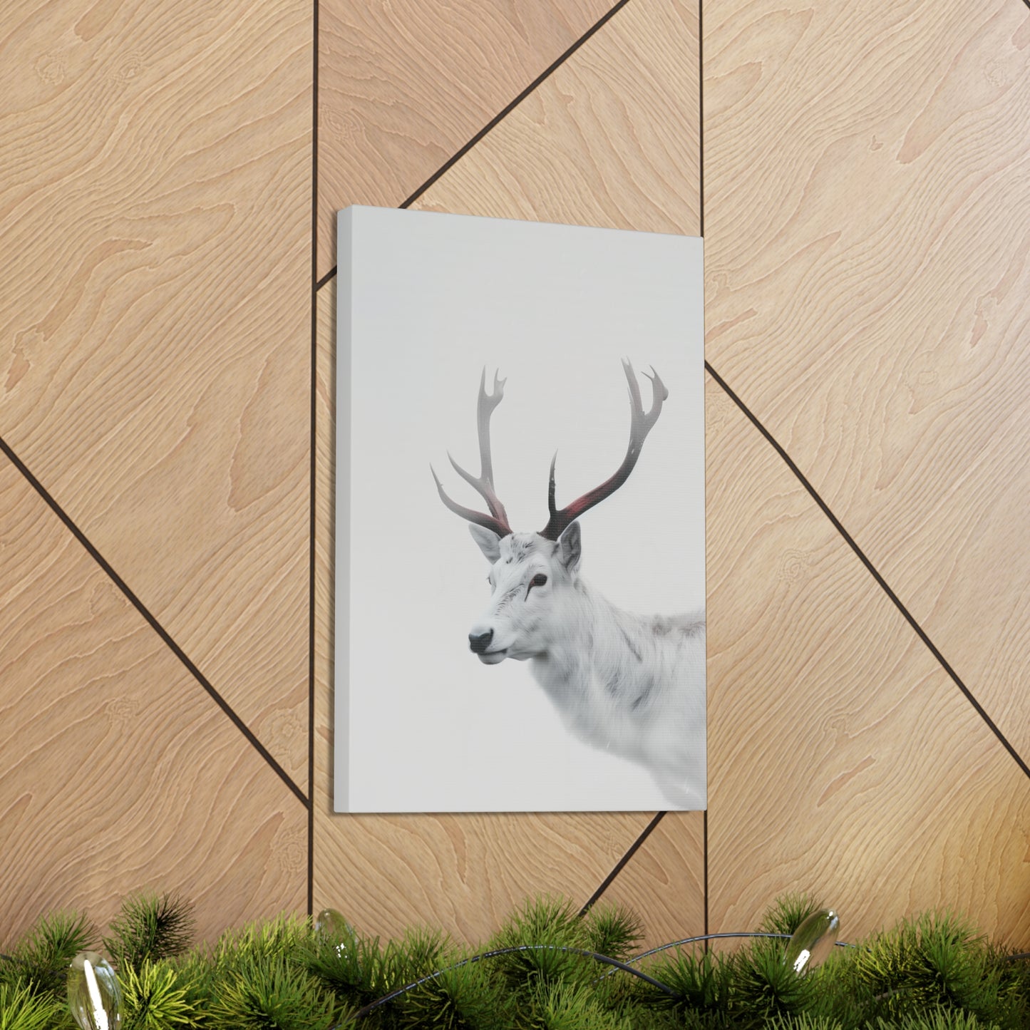 White Reindeer Digital Illustration Canvas Gallery Wraps