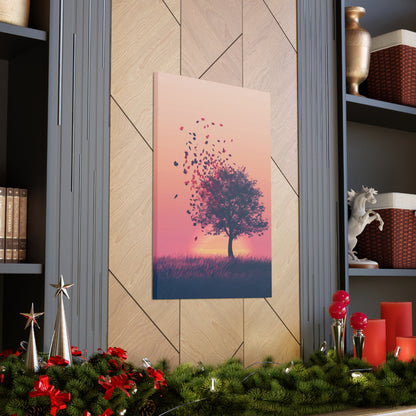 Tree in a Golden Sunset Digital Illustration Canvas Gallery Wraps