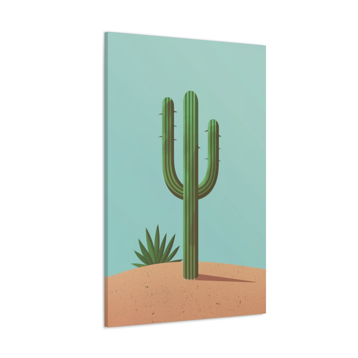 Saguaro Cactus in Desert - Illustration Canvas Gallery Wraps