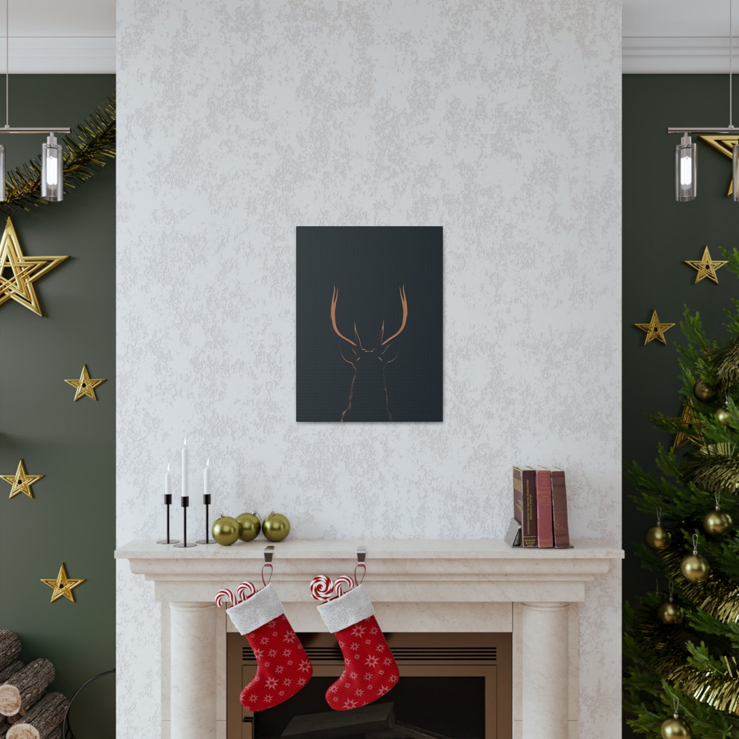 Reindeer antlers  Digital Illustration Canvas Gallery Wraps