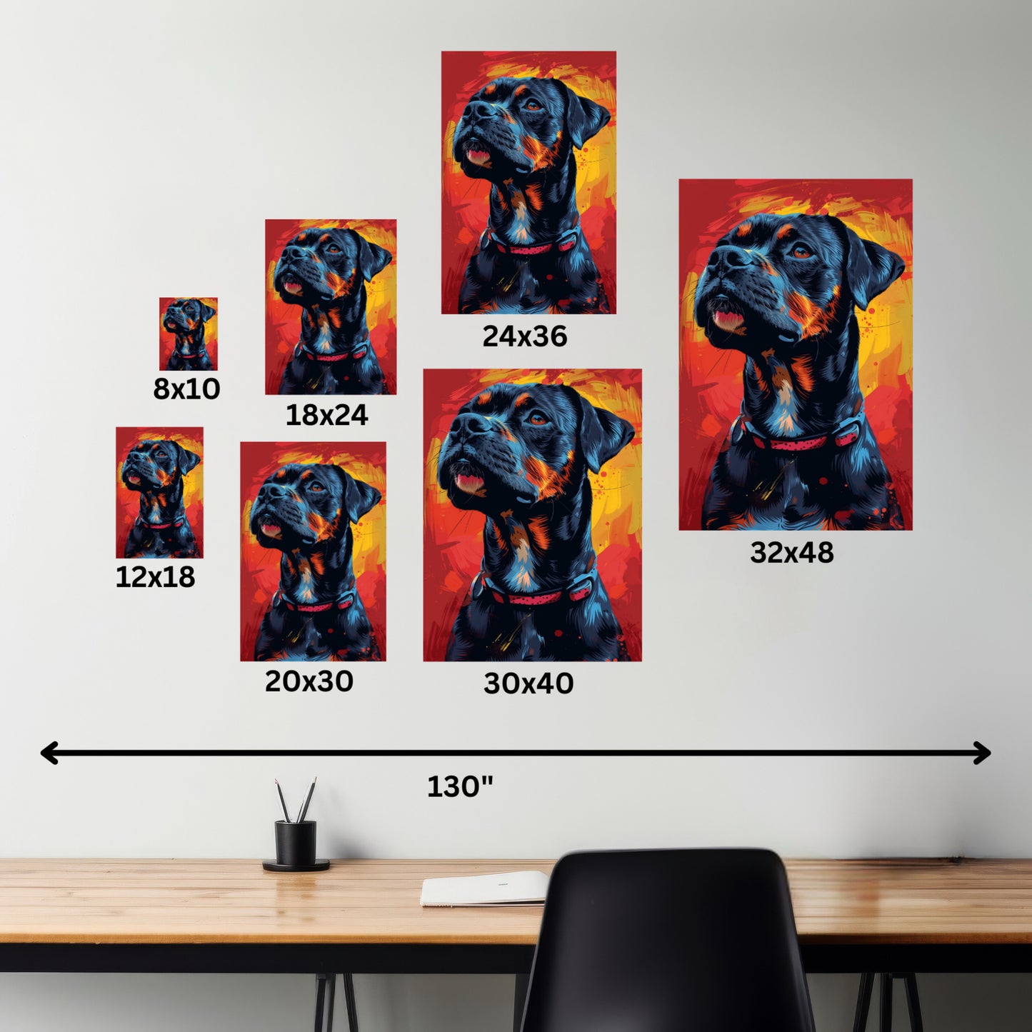 Rottweiler Dog - Abstract Illustration Canvas Gallery Wraps