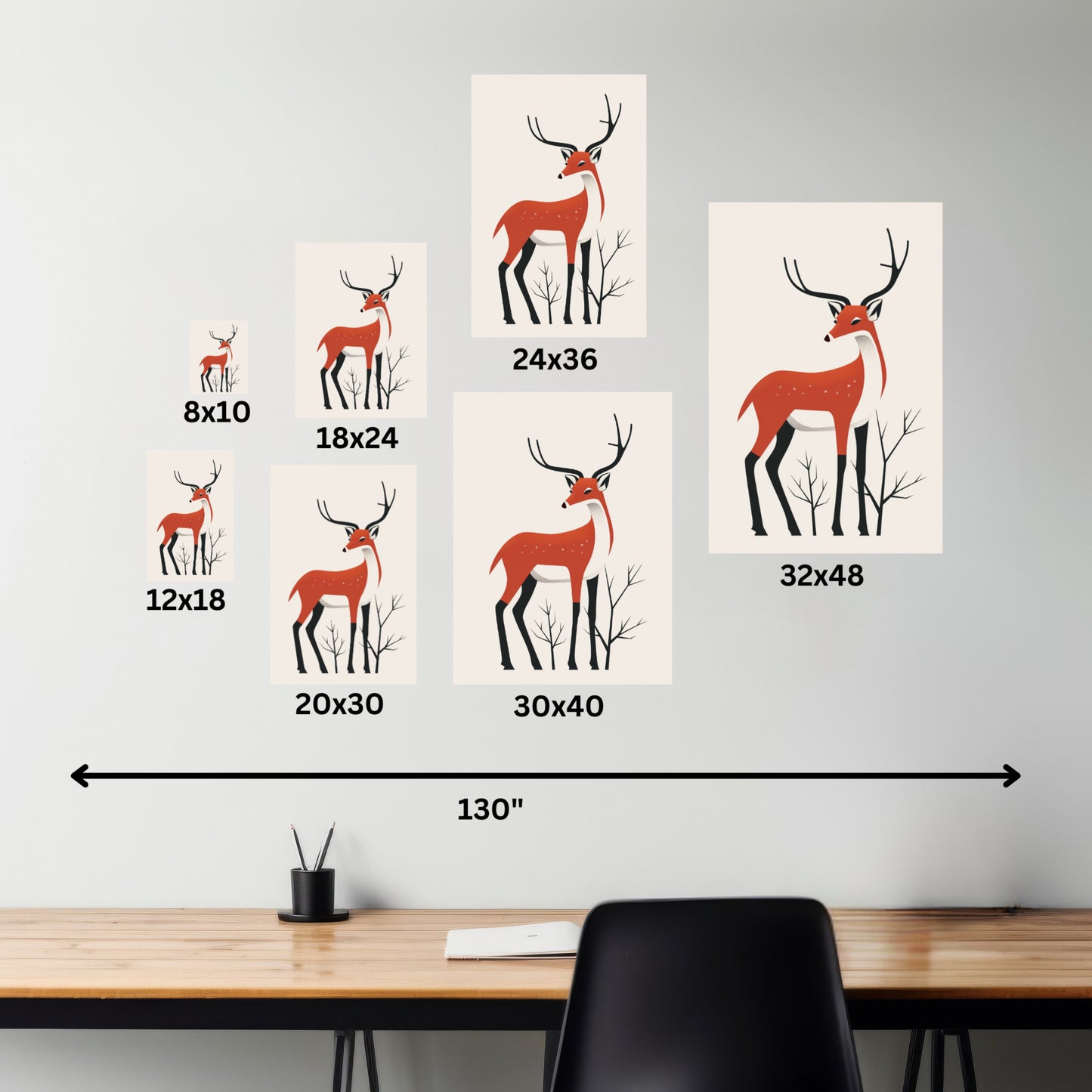 deer Digital Illustration Canvas Gallery Wraps