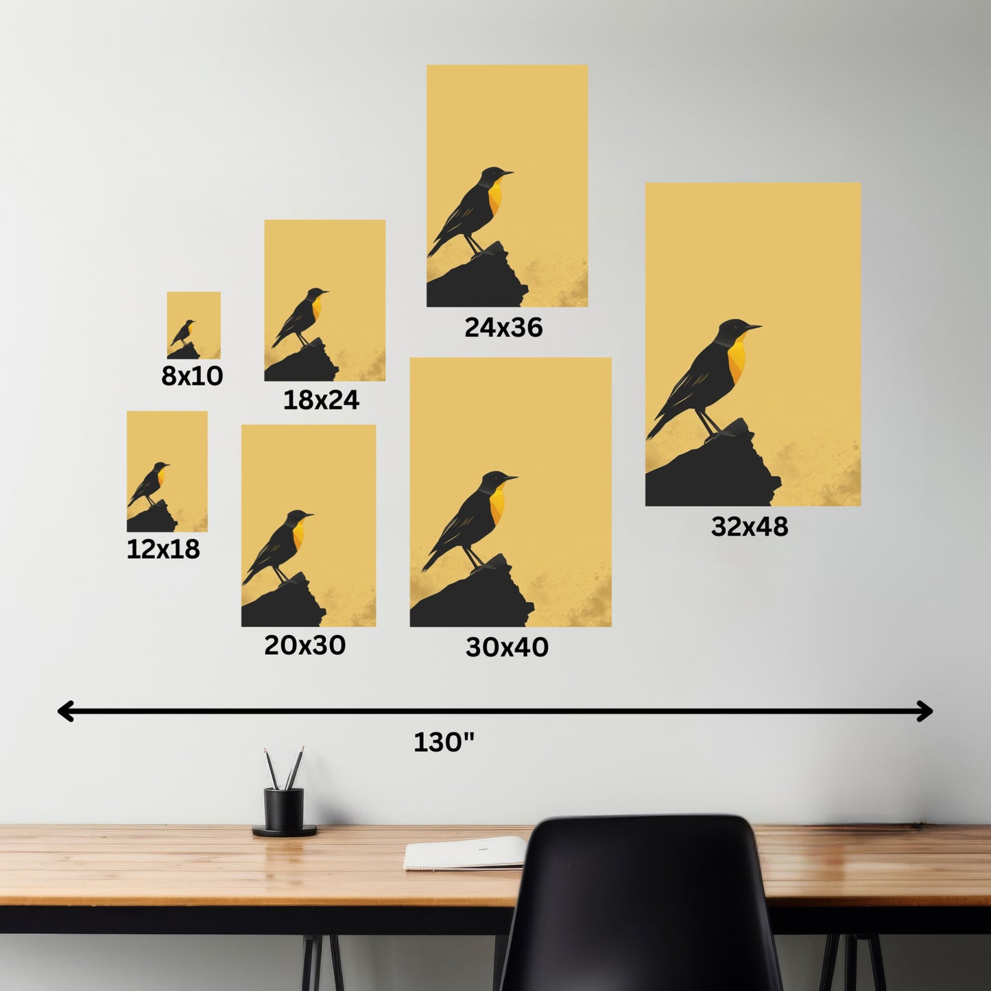 Bird Sitting on a Rock Digital Illustration Canvas Gallery Wraps