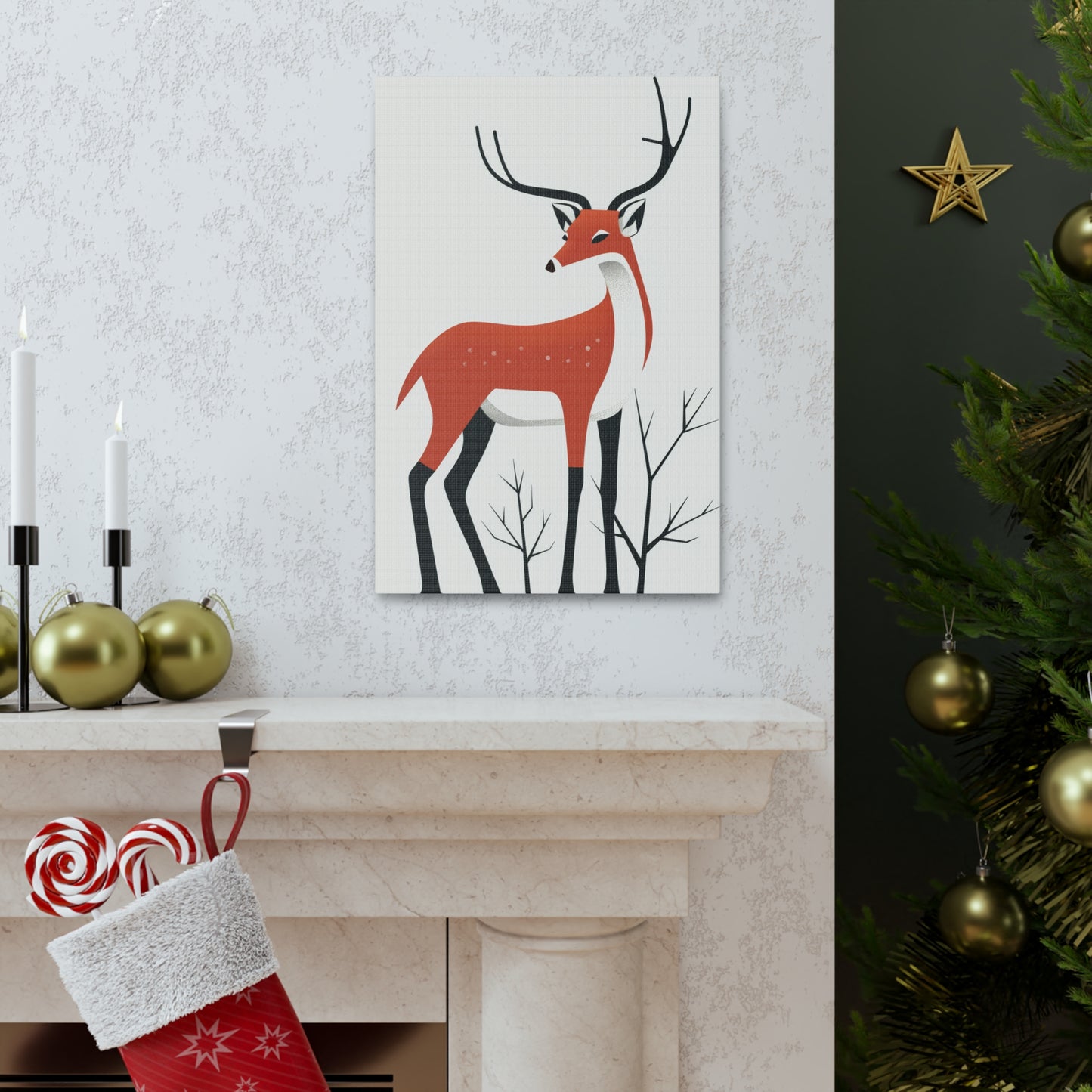 deer Digital Illustration Canvas Gallery Wraps