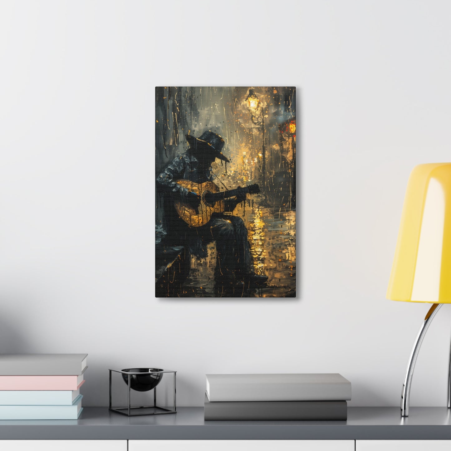 Man Playing Guitar on the Street - Rembrandt Style Digital Oil Painting Canvas Gallery Wraps