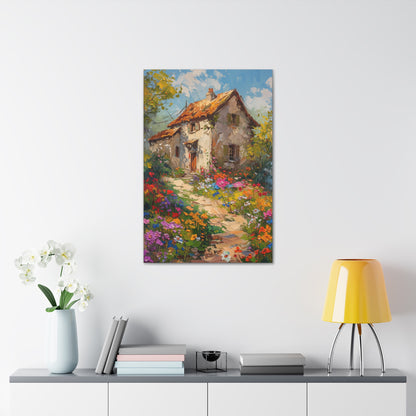 French country side whimsical old house Digital Oil Painting Print Canvas Gallery Wraps