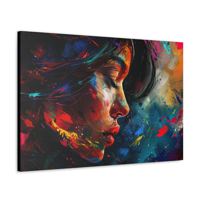 Beautiful Girl Face - Colorful Impressionist Style Digital Art Canvas Gallery Wraps