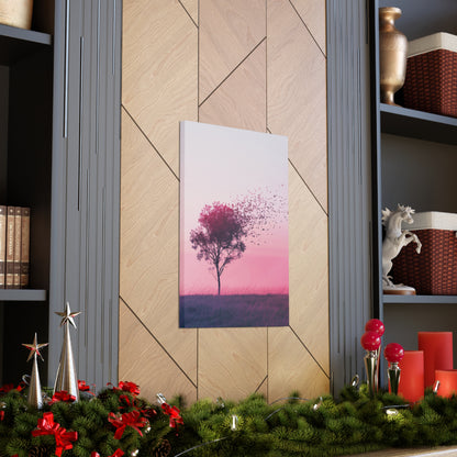 Tree in a Purple Sunset Digital Illustration Canvas Gallery Wraps