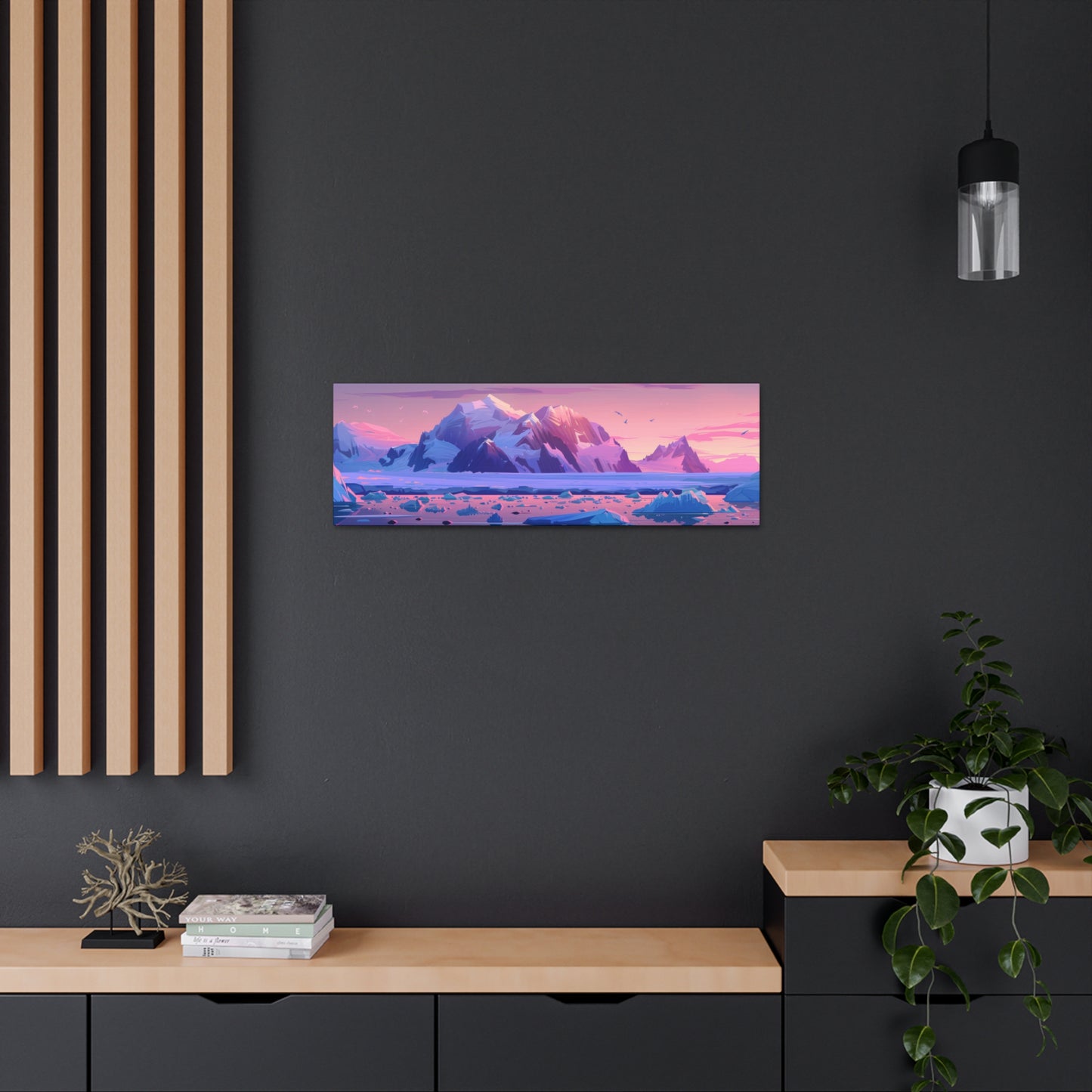 Sunset in Antarctica - Landscape Illustration Panorama Canvas Gallery Wraps