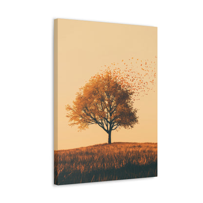 Tree in a Golden Sunset Digital Illustration Canvas Gallery Wraps