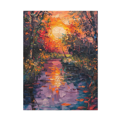 Pond in a Forest - Claude Monet Style Digital Print Canvas Gallery Wraps