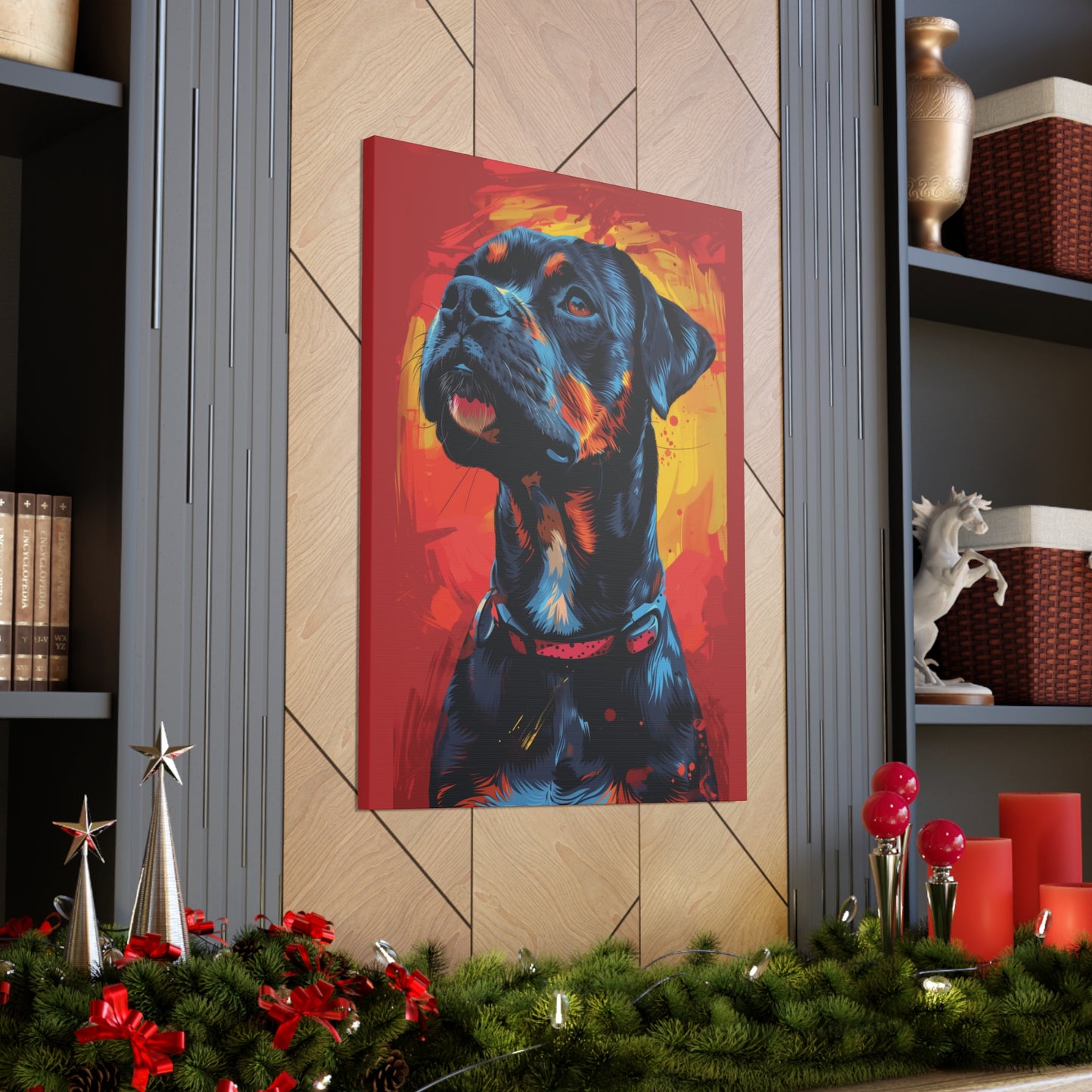 Rottweiler Dog - Abstract Illustration Canvas Gallery Wraps