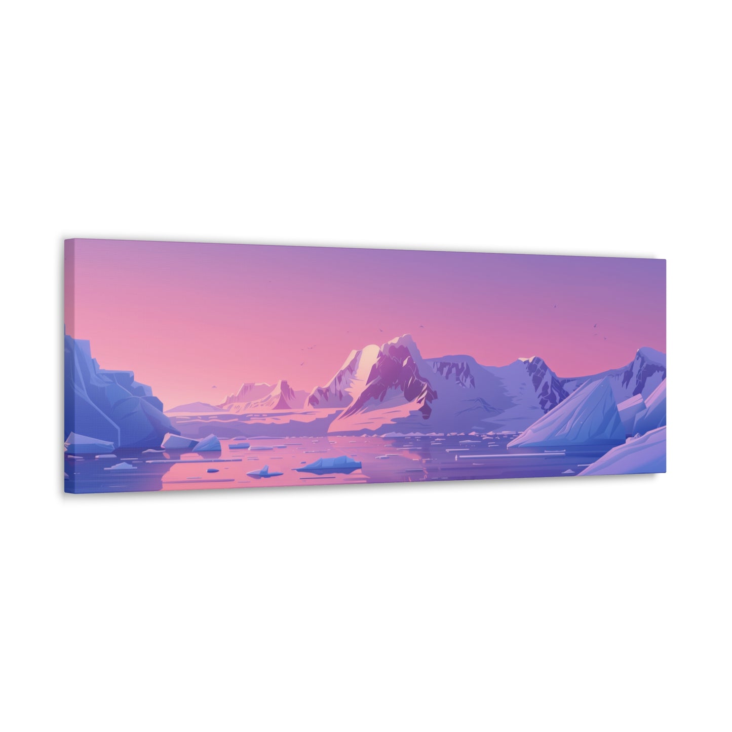 Snowy Mountain Evening - Digital Landscape Illustration Panorama Canvas Gallery Wraps