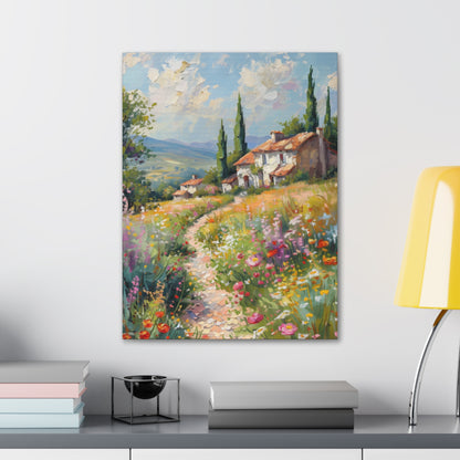 countryside house with garden in medieval times Digital Oil Painting Print Canvas Gallery Wraps