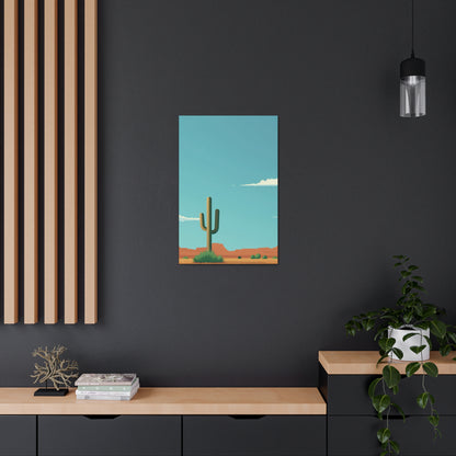 Saguaro Cactus in Desert - Illustration Canvas Gallery Wraps