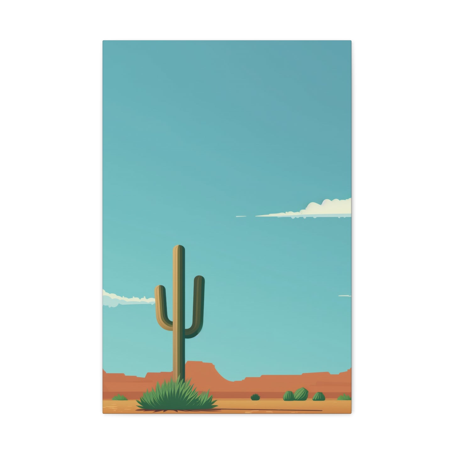 Saguaro Cactus in Desert - Illustration Canvas Gallery Wraps