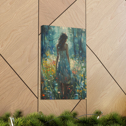 a girl looking into a forest Digital Oil Painting Print Canvas Gallery Wraps