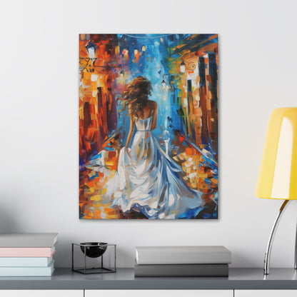 Bride in the Street - Leonid Afremov Style Digital Print Canvas Gallery Wraps