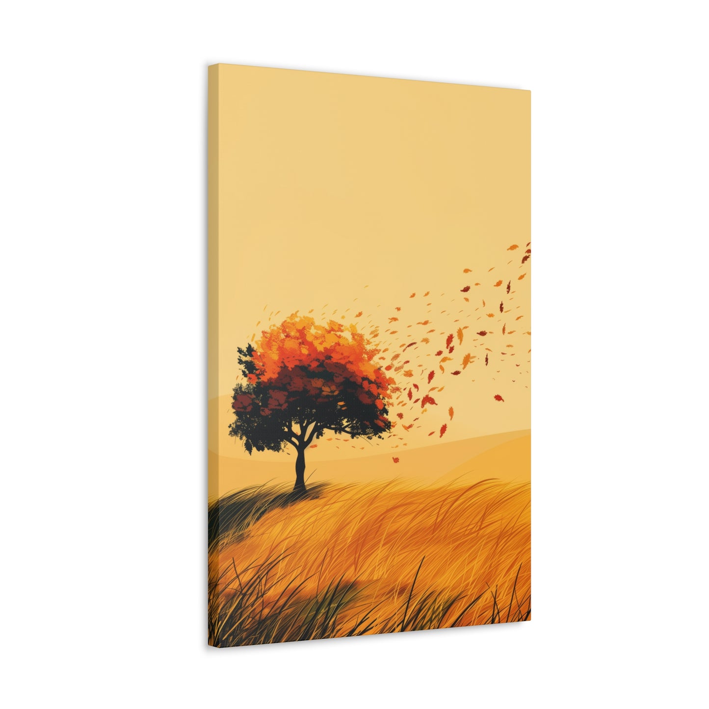 Tree in a Golden Sunset Digital Illustration Canvas Gallery Wraps