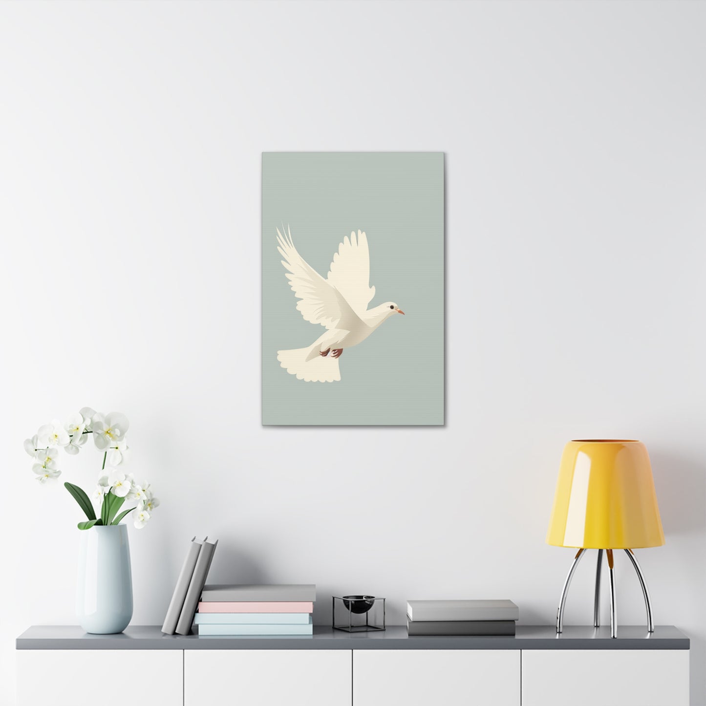 White Dove Digital Illustration Canvas Gallery Wraps