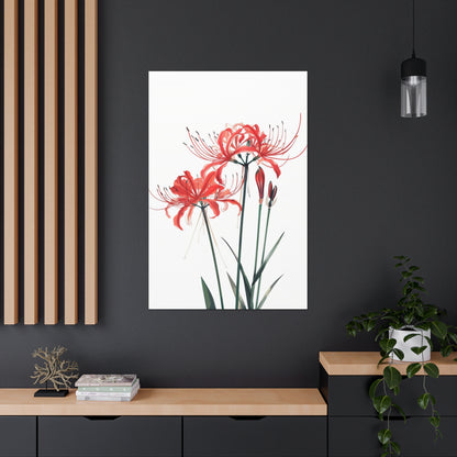 Red Spider Lily Flower Digital Illustration Canvas Gallery Wraps